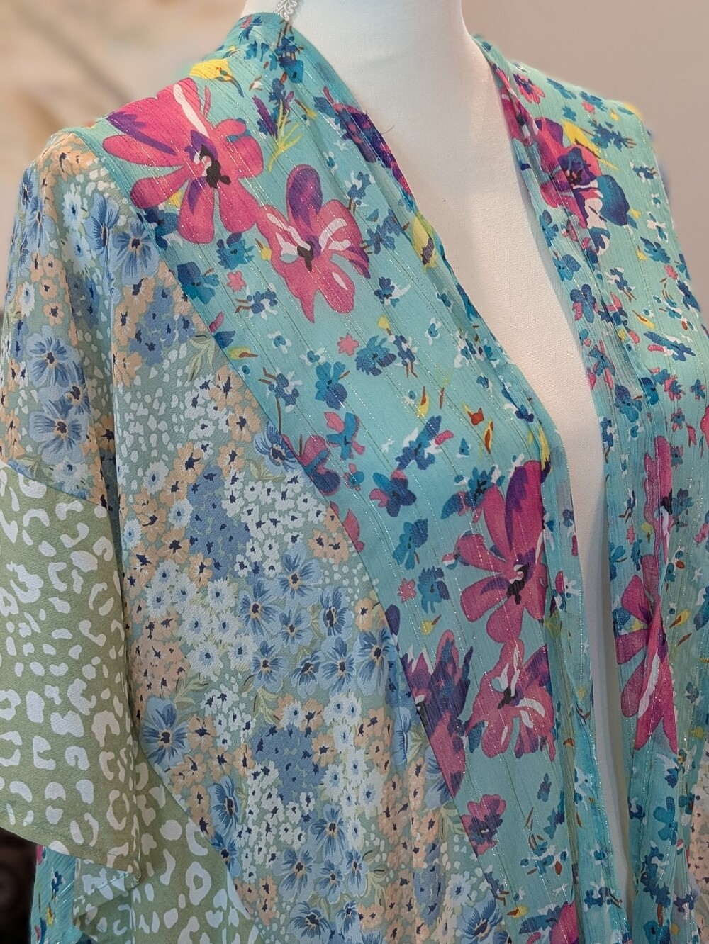 UmGee Green Floral Kimono Cardigan - Picture 4 of 6